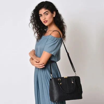 Women's Leather Handbag (Black) - Image 3